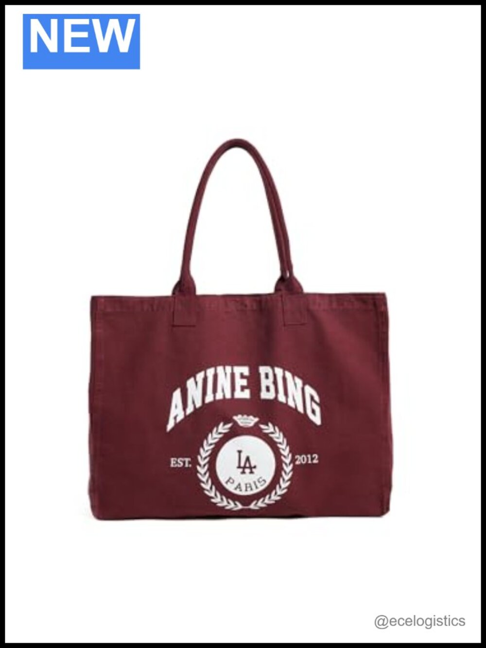 Canvas Collegiate Tote Bag with Shoulder Straps